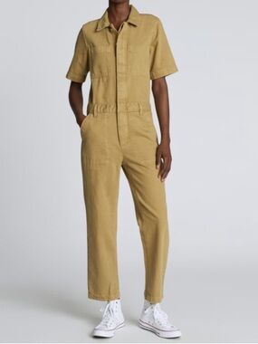 Everlane Tan Short Sleeve Coveralls Jumpsuit Size 6 EUC